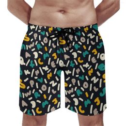 Men's Shorts Abstract Letters Board Random Word Print Vintage Beach Short Pants Men Design Running Surf Fast Dry Swimming Trunks Gift