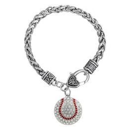 Round rhinestones baseball softball Attitude is Everything charm bracelet love gift268P