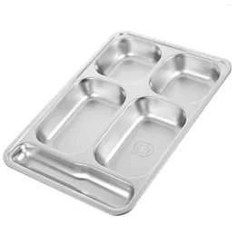 Dinnerware Sets Compartment Fast Plate Stainless Steel Plates Dinner Tableware Divided Storage Household Dish Cover Adults