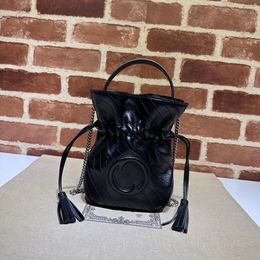 New Women's Bag High Quality Luxury Cowhide Handbag Blondie Series Mini Bucket Bag 760313