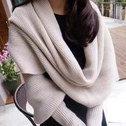 Scarves YLWHJJ American style winter wool scarves for men and women with sleeves knitted scarf thick warm high-end fashion 231016
