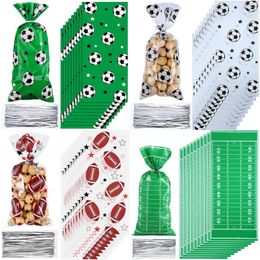 Gift Wrap Soccer Treat Bags Football Party Favours Clear Candy Cello With Silver Twist Ties Supplies