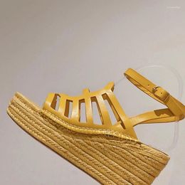 Sandals Sandal Women Summer Genuine Leather Upper Grass Weaving Fisherman Platform Wedges Female Shoes Fashion Versatile Fairy