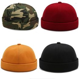 Berets Camouflage Adjustable Brimless Hip Hop Men Dome Beret Spring Autumn No Visor Unisex Solid Colour Skull Cap Beanie