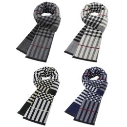 Scarves Classic Plaid Men Scarfs Winter Warm Cashmere Soft Scarf For Men Casual Business Neckerchief Black Gray Silk Scarves 30*180cm 231016