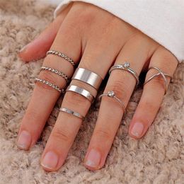 Cluster Rings Vienkim Set For Women Vintage Heart Bow Twist Finger Ring 2023 Knuckle Female Fashion Jewellery Wedding Gift