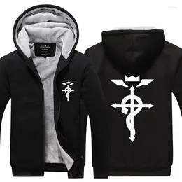 Men's Hoodies Fullmetal Alchemist Anime Hoodie Jacket Coat Winter Fleece Thick Warm Sweatshirts Long Sleeve Plus Size