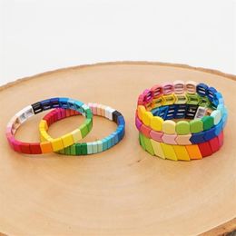 Charm Bracelets Shinus Enamel Tile Bracelet Rainbow Beads Multicolor Jewellery Boho Summer Beach Accessories Handmade Jewellery1214d