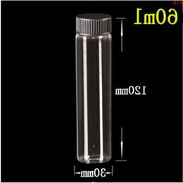 30*120*21mm 60ml Glass Bottles With Plastic Screw Cap Transparent Empty Gift Jars Black Lid 24pcs good qty Kqidb