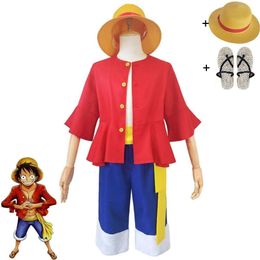 Cosplay Anime Monkey D Luffy Cosplay Costume Hat Shoes Two Years Later Outfit Uniform Halloween Carnival Party Role Play Disguise Suit