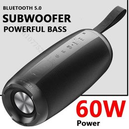 Portable Speakers 60W 6600mAh Super Subwoofer Speaker Home Outdoor Fabric Waterproof Column Bluetooth Riding Sound Box FM Radio 231017