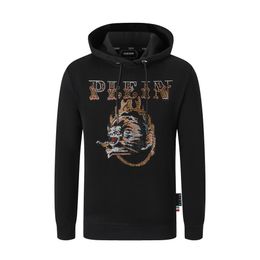 PLEIN BEAR Brand Men's Hoodies & Sweatshirts Warm Thick Sweatshirt Hip-Hop Loose Characteristic Personality PP Skull Pullover Rhinestone Luxury Men's Hoodie 2078