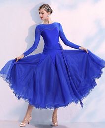 Ballroom Dance Dress for Women Competition Standard Modern Dancing Clothes Long Sleeve Cheap Waltz Stage Costumes 4 Colors