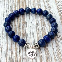 SN1039 Genuine Lapis Lazuli Bracelet Natural Stone Bead Men's Bracelet Throat Chakra Spiritual Yogi Gift 280r