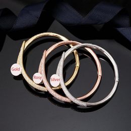 Women Titanium Steel Bangles Bracelet Full Diamond Cuff Bracelets Women Fashion Jewellery For Lover Gift No Box261t