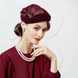 Berets Women Winter British Fashion Wool Hat Ladies Dress Party Small Cap Female Style