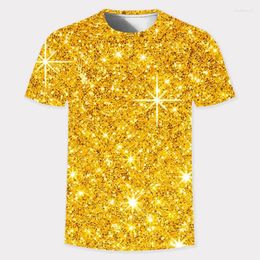 Men's T Shirts Summer Fashion 3D Golden Light Digital Print Round Neck Short Sleeve Casual Personality Trend T-shirt