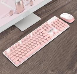 Wireless Gaming Keyboard and Mouse Combos Slim Rose Gold Color 24GHz Keyboard Comfortable Touch Combos with Receiver for Office L6950287