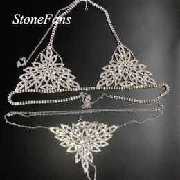 Stonefans New Sexy Rhinestone Body Chain Harness Jewellery for Women Charm Bling Body Bikini Chain Bralette Underwear Jewelry2560