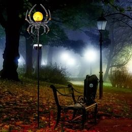 1pc Outdoor Solar Garden Metal Stake Lights, Solar Halloween Yard Decorations, Solar Ghost Festival Spider Decorative Yard Landscape Light