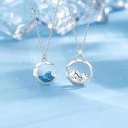 Pendant Necklaces Selling Silver Color Fashion Men's And Women's Mountain Sea Eternal Couple Necklace Gift XL7798
