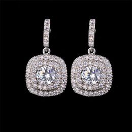 2021 Choucong Brand Dangle Earring Luxury Jewellery 18k White Gold Fill Round Cut Topaz Sapphirre High Quality Party Promise Women W256s