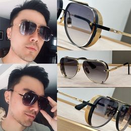 Limited Edition Designer Mens and WomensGradient Lunettes de Soleil Luxury High Quality Oval Pilot Metal Frame Removable Mesh Side Simple Racing Sunglasses TAND