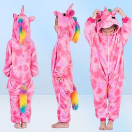 Inverno flanella morbido unicorno caldo unicorno kigurumi con cappuccio con cappuccio per animali da cartone animato PAJAMAS PAMAS PER RAGAZZE Sleep abbigliamento per bambini282v9159597