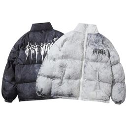 Men's Jackets Hip Hop Winter Oversized Thicken Jacket Men Women Y2k Harajuku Graphic Jacket Parka Vintage Down Jacket Unisex Coats Streetwear 231016