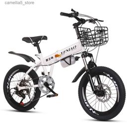 Bikes Ride-Ons Children Bicycle Variable Speed Bike 18/20/22 Inches Fold Damping 6-13 Years Old Student with Basket Dual Disc Brakes Q231017