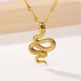 Snake Necklace For Women Men Stainless Steel Gold Chain Pendants Necklaces Fashion Jewelry Birthday Gift Collier Choker Femme Pend336I