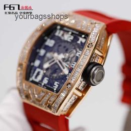 Brand Watch Luxury Wrist Watch RM Wristwatch Rm010 Mens Set with Tsquare Diamond Rose Gold Machinery Swiss Famous Z75U UF7P