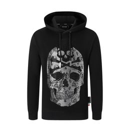 PLEIN BEAR Brand Men's Hoodies & Sweatshirts Warm Thick Sweatshirt Hip-Hop Loose Characteristic Personality PP Skull Pullover Rhinestone Luxury Men's Hoodie 2075