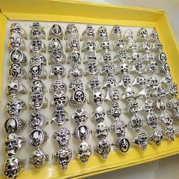 Whole bulk lot 100pcs Styles Top Mix Skull Rings Skeleton Jewellery Men's Gift Party Favour Men Biker Rings man Jewellery BRAN325G