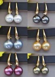 Dangle Earrings Z10981 14mm Round South Sea Shell Pearl Earring