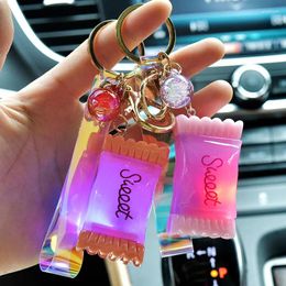 Keychains Lovely Simulation Snack Potato Chip Keychain Colorful Candy Girl Heart Pendant Lady Gift Backpack Decoration Keyring