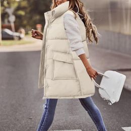 Women's Vests Womens Down Vest Autumn Winter Casual Zipper Pockets Warm Padded Coat Fashion Large Size Sleeveless 2023 Jacket Top