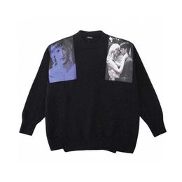 Men's Sweaters Raf Movie Portrait Photo Sticker Sweater Os Long High Street Crew Neck Loose Men