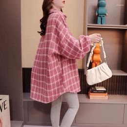 Women's Blouses Cotton Plaid Shirt Women College Style Long Sleeve Thick Chequered Blouse Casual Comfortable Fit Female Tops Clothes D217