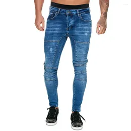 Men's Jeans Plus Size Men Sexy Demin Pants 2023 Spring Cargo Male Zipper Pockets Trouser Patchwork Hole Ripped Hip Hop Pant