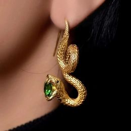 Hoop Huggie Snake Earrings Jewellery Snake Shaped Dangle Animal Hook Earrings Gift For Her Women Girls Green Gem Eye Christmas Gift 231016