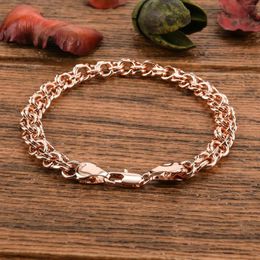 Link Bracelets Fashion Rose Gold Plated Bracelet Wave Twisted Rope Chain For Women Metal Wedding Party Jewellery Trend 2023