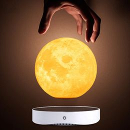 2023 new Maglev 18CM lunar mirror base Moon night light Three-color dimming high-end birthday gift company gift novelty ornaments Protection Bedroom Lamp Home Deco