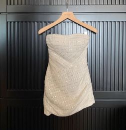 2023 New mi/um Embroidered Fishbone Bra Dress for Women with a High Grade Elegance, Slim Fit, Slim Wrap Hip Skirt