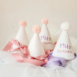 Caps Hats Happy Birthday Hat Embroidery Baby Child Boys and Girls Lovely Colourful Theme Party Decoration Cap Props Shower Gifts 231017