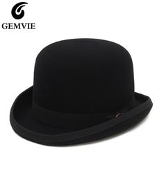 GEMVIE 4 Colors 100 Wool Felt Derby Bowler Hat For Men Women Satin Lined Fashion Party Formal Fedora Costume Magician Hat 2205078520970