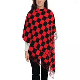 Scarves Red Checkerboard Shawl Wraps Womens Winter Warm Long Soft Scarf Nodic Geometry Christmas Neckerchief