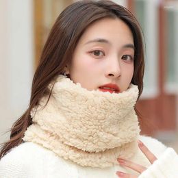 Scarves Women Winter Lamb Velvet Thicken Neck Protection Plush Scarf Cute Student Outdoor Cycling Coral Warm Fake Collar