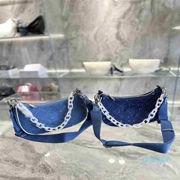 2023 Designer bag denim underarm bags women handbag designers shouldercrossbody classic vintage chain purse blue canvas handbag