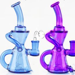 8.3 inch Purple Green Dark-Green Blue Hookah Fab Egg Recyler Dab Rig Glass Water Bongs 14mm oil burner Banger